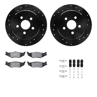 R1 Concepts® - eLINE Series Drilled and Slotted Rear Brake Kit with Ceramic Pads