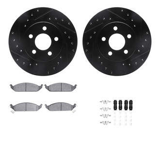 R1 Concepts® - eLINE Series Drilled and Slotted Front Brake Kit with Ceramic Pads