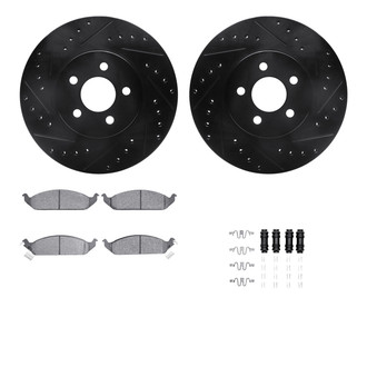 R1 Concepts® - eLINE Series Drilled and Slotted Front Brake Kit with Ceramic Pads