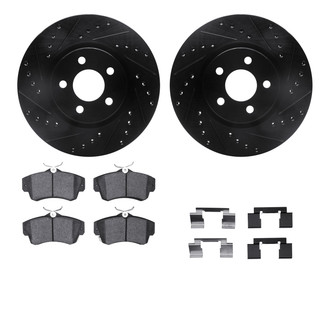 R1 Concepts® - eLINE Series Drilled and Slotted Front Brake Kit with Ceramic Pads