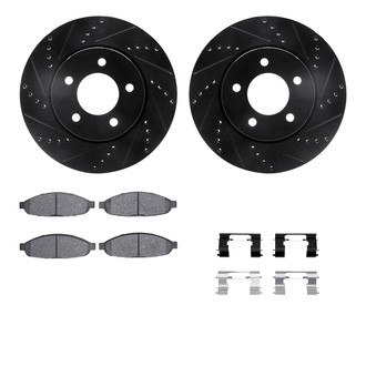 R1 Concepts® - eLINE Series Drilled and Slotted Front Brake Kit with Ceramic Pads