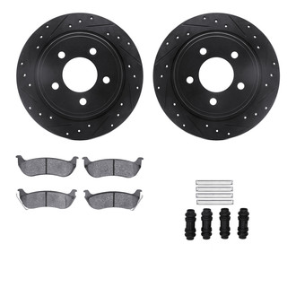 R1 Concepts® - eLINE Series Drilled and Slotted Rear Brake Kit with Ceramic Pads
