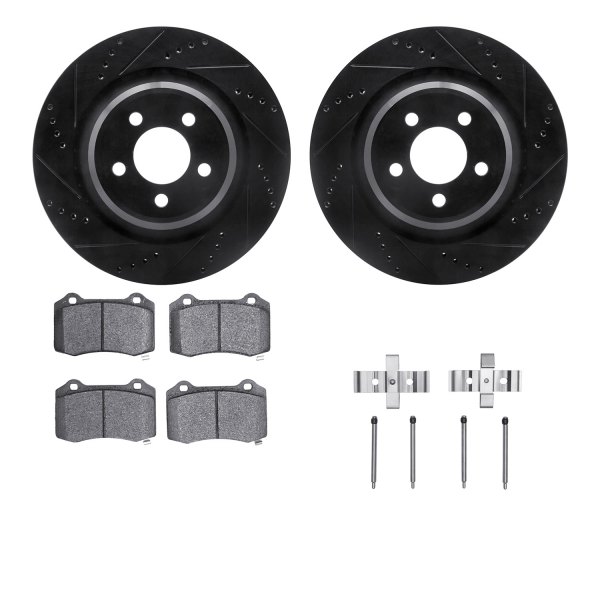  R1 Concepts® - eLINE Series Drilled and Slotted Rear Brake Kit with Ceramic Pads