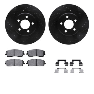 R1 Concepts® - eLINE Series Drilled and Slotted Front Brake Kit with Ceramic Pads
