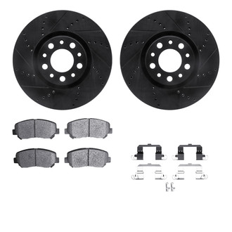R1 Concepts® - eLINE Series Drilled and Slotted Front Brake Kit with Ceramic Pads