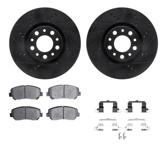 R1 Concepts® - eLINE Series Drilled and Slotted Front Brake Kit with Ceramic Pads