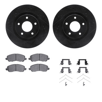 R1 Concepts® - eLINE Series Drilled and Slotted Front Brake Kit with Ceramic Pads