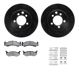R1 Concepts® - eLINE Series Drilled and Slotted Front Brake Kit with Ceramic Pads