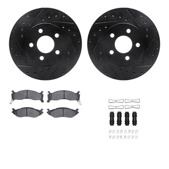 R1 Concepts® - eLINE Series Drilled and Slotted Front Brake Kit with Ceramic Pads
