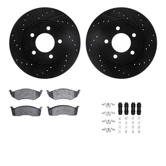 R1 Concepts® - eLINE Series Drilled and Slotted Front Brake Kit with Ceramic Pads
