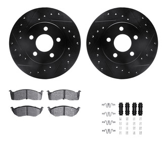R1 Concepts® - eLINE Series Drilled and Slotted Front Brake Kit with Ceramic Pads
