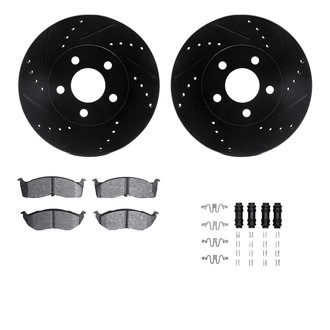 R1 Concepts® - eLINE Series Drilled and Slotted Front Brake Kit with Ceramic Pads
