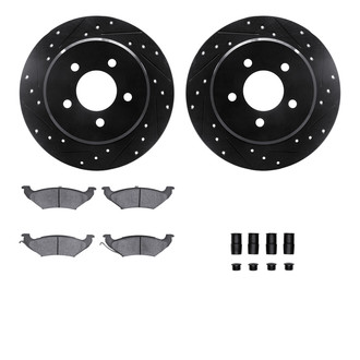 R1 Concepts® - eLINE Series Drilled and Slotted Rear Brake Kit with Ceramic Pads