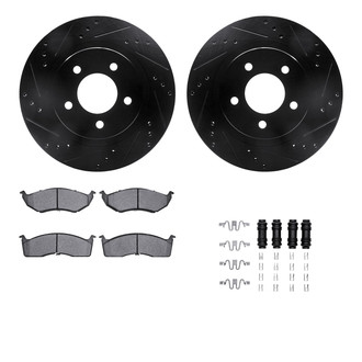 R1 Concepts® - eLINE Series Drilled and Slotted Front Brake Kit with Ceramic Pads