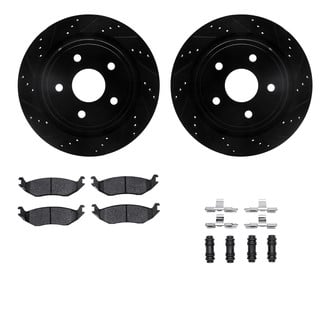 R1 Concepts® - eLINE Series Drilled and Slotted Rear Brake Kit with Ceramic Pads