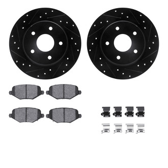R1 Concepts® - eLINE Series Drilled and Slotted Rear Brake Kit with Ceramic Pads