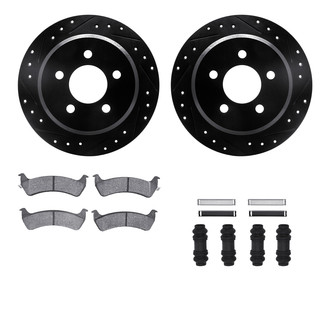 R1 Concepts® - eLINE Series Drilled and Slotted Rear Brake Kit with Ceramic Pads