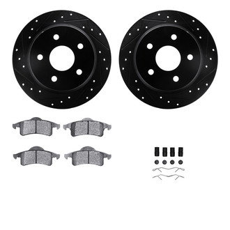 R1 Concepts® - eLINE Series Drilled and Slotted Rear Brake Kit with Ceramic Pads