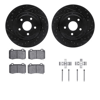 R1 Concepts® - eLINE Series Drilled and Slotted Rear Brake Kit with Ceramic Pads