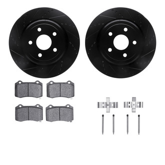R1 Concepts® - eLINE Series Drilled and Slotted Rear Brake Kit with Ceramic Pads
