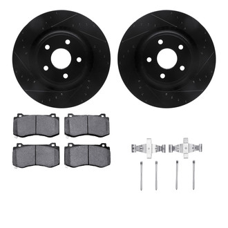 R1 Concepts® - eLINE Series Drilled and Slotted Front Brake Kit with Ceramic Pads