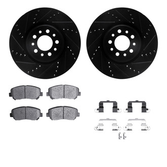 R1 Concepts® - eLINE Series Drilled and Slotted Front Brake Kit with Ceramic Pads