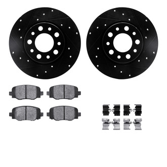 R1 Concepts® - eLINE Series Drilled and Slotted Rear Brake Kit with Ceramic Pads