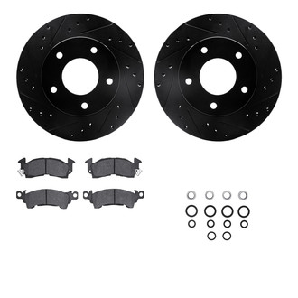R1 Concepts® - eLINE Series Drilled and Slotted Rear Brake Kit with Ceramic Pads