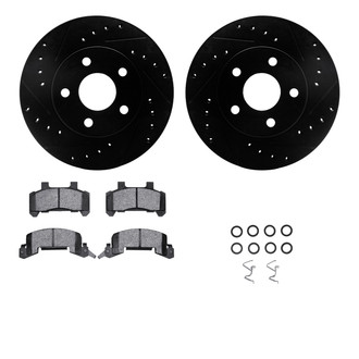 R1 Concepts® - eLINE Series Drilled and Slotted Front Brake Kit with Ceramic Pads