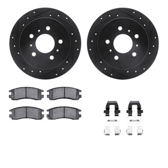 R1 Concepts® - eLINE Series Drilled and Slotted Rear Brake Kit with Ceramic Pads