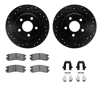 R1 Concepts® - eLINE Series Drilled and Slotted Rear Brake Kit with Ceramic Pads