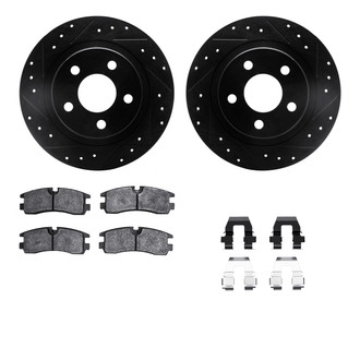 R1 Concepts® - eLINE Series Drilled and Slotted Rear Brake Kit with Ceramic Pads