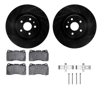 R1 Concepts® - eLINE Series Drilled and Slotted Front Brake Kit with Ceramic Pads