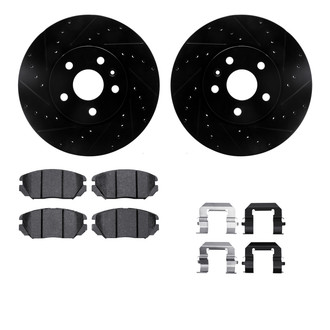 R1 Concepts® - eLINE Series Drilled and Slotted Front Brake Kit with Ceramic Pads