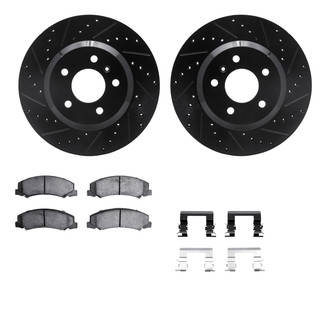 R1 Concepts® - eLINE Series Drilled and Slotted Front Brake Kit with Ceramic Pads