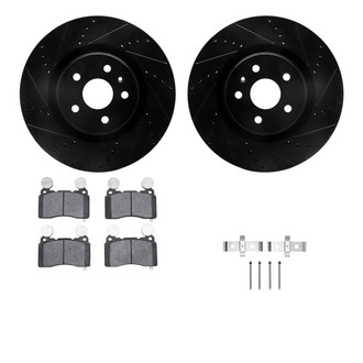 R1 Concepts® - eLINE Series Drilled and Slotted Front Brake Kit with Ceramic Pads