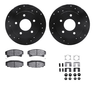 R1 Concepts® - eLINE Series Drilled and Slotted Rear Brake Kit with Ceramic Pads