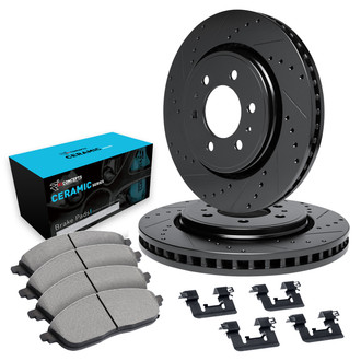 R1 Concepts® - eLINE Series Drilled and Slotted Front Brake Kit with Ceramic Pads