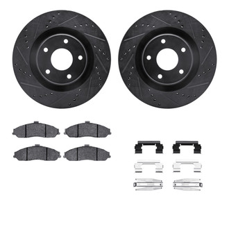 R1 Concepts® - eLINE Series Drilled and Slotted Front Brake Kit with Ceramic Pads