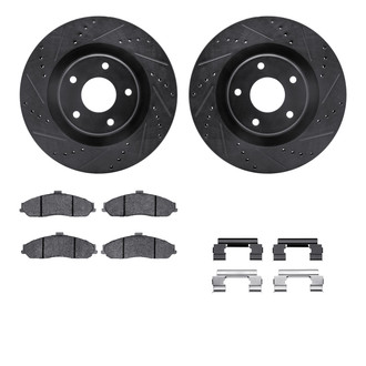 R1 Concepts® - eLINE Series Drilled and Slotted Front Brake Kit with Ceramic Pads