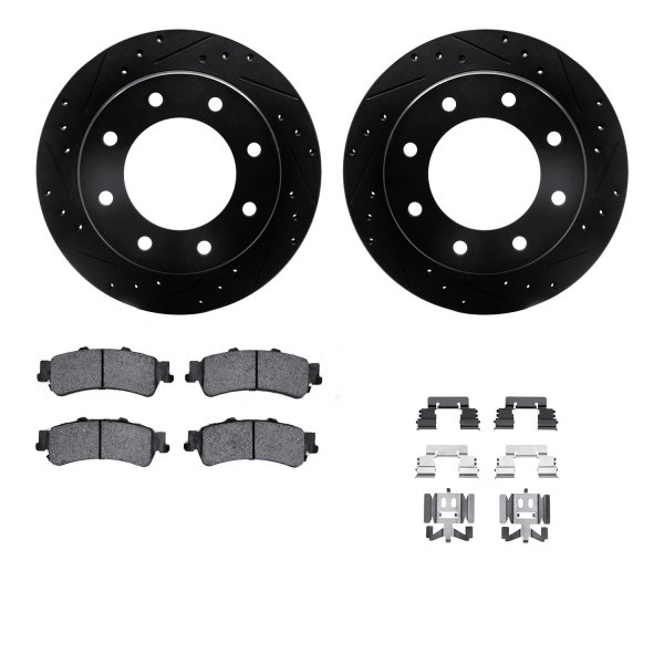  R1 Concepts® - eLINE Series Drilled and Slotted Rear Brake Kit with Ceramic Pads