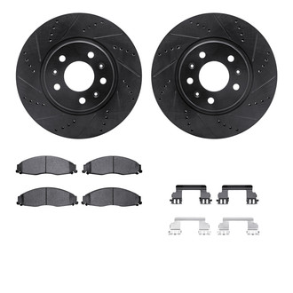 R1 Concepts® - eLINE Series Drilled and Slotted Front Brake Kit with Ceramic Pads