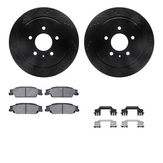 R1 Concepts® - eLINE Series Drilled and Slotted Rear Brake Kit with Ceramic Pads