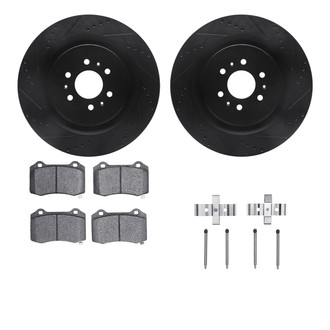 R1 Concepts® - eLINE Series Drilled and Slotted Rear Brake Kit with Ceramic Pads