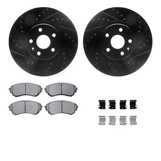 R1 Concepts® - eLINE Series Drilled and Slotted Front Brake Kit with Ceramic Pads