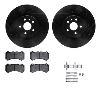R1 Concepts® - eLINE Series Drilled and Slotted Front Brake Kit with Ceramic Pads