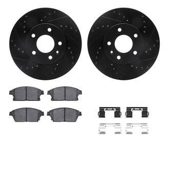 R1 Concepts® - eLINE Series Drilled and Slotted Front Brake Kit with Ceramic Pads