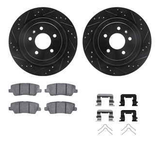 R1 Concepts® - eLINE Series Drilled and Slotted Rear Brake Kit with Ceramic Pads