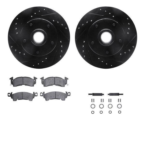  R1 Concepts® - eLINE Series Drilled and Slotted Front Brake Kit with Ceramic Pads