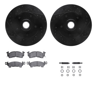R1 Concepts® - eLINE Series Drilled and Slotted Front Brake Kit with Ceramic Pads